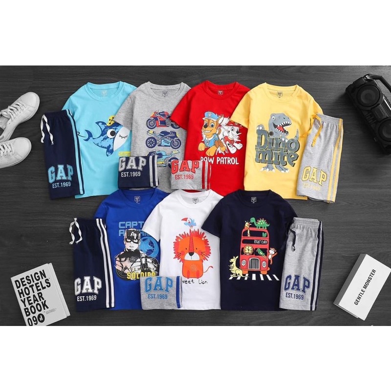 bộ thun cotton cộc tay bé trai
