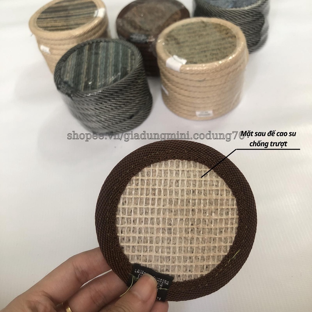 Đế Lót Ly, Miếng Lót Ly Cốc Tròn Vải Nỉ Siêu Thấm Nước Chống Trơn Trượt Loại 1 Dày Dặn