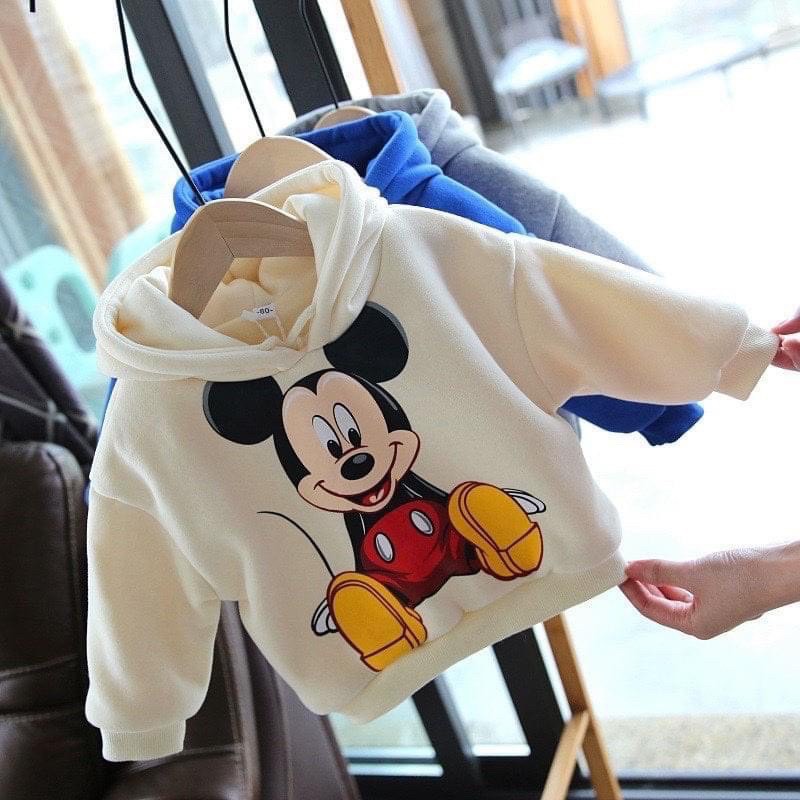 Áo Nỉ Lót Lông Hoodie Cho Bé Trai Và Bé Gái Hình Mickey Từ 5 Đến 32kg DOLY STORE