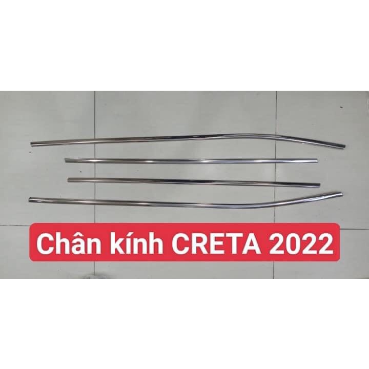 Nẹp Chân Kính, Viền Cong Kính Inox KIA CRETA 2021 2022 2023 Chất Liệu Inox Sáng Bóng, Trang trí viền kính cửa xe