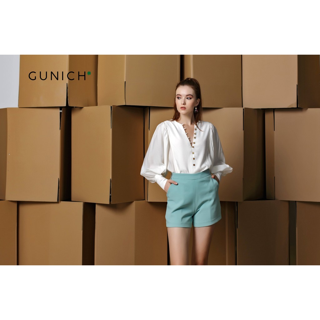 Quần short xanh mint dây khóa hông kim loại Gunich
