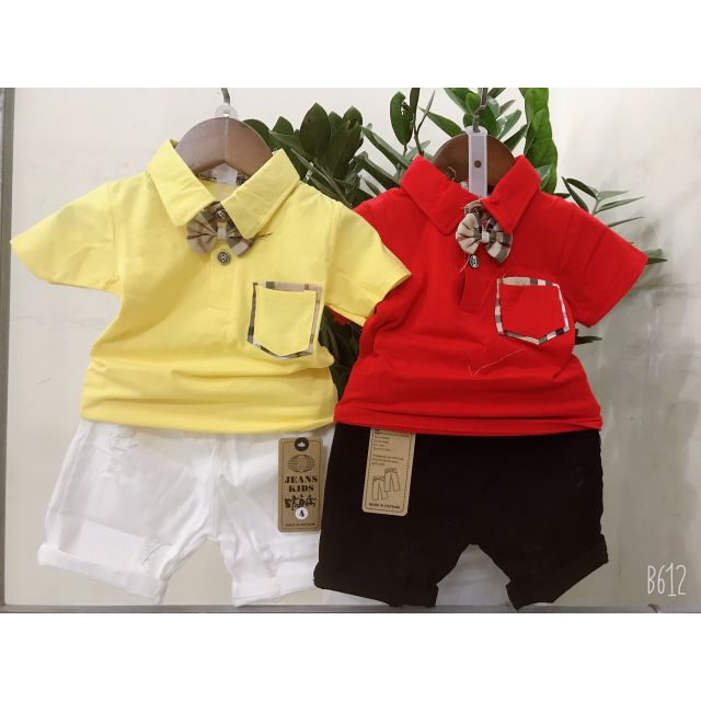 Bộ công tử quần kaki cho bé ảnh chụp thật