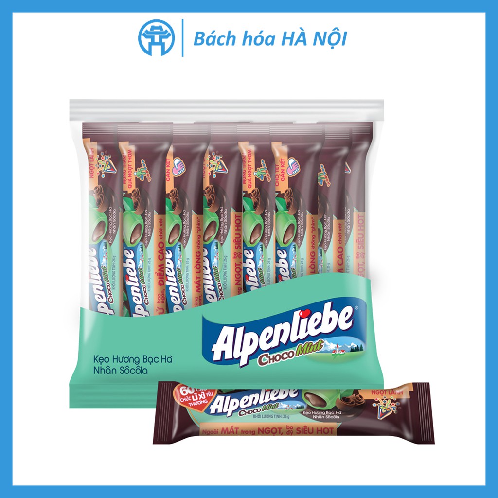 Kẹo Alpenliebe Hương Bạc Hà Nhân Sôcôla (Gói 16 Thỏi)