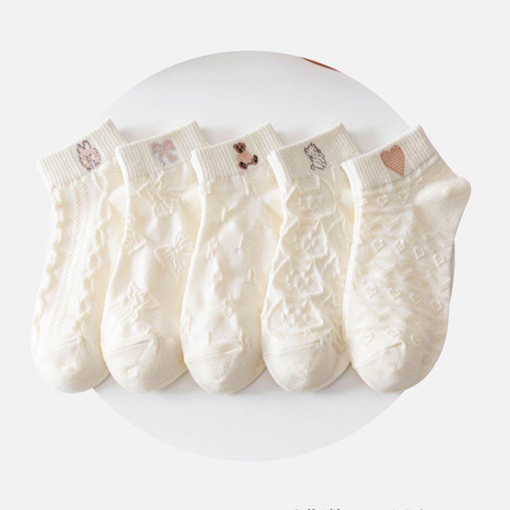 Set 5 Đôi Tất Cotton Hình Gấu Dễ Thương Cho Nữ