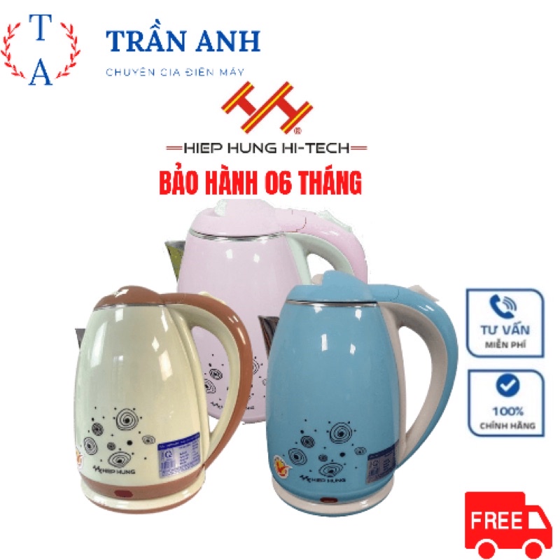 Ấm siêu tốc Hiệp Hưng AST 18 – 3 màu sắc - Dung tích 1.8L - Bảo hành chính hãng 06 tháng