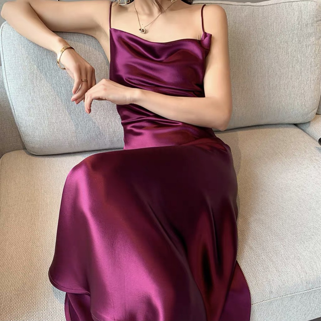 SẴN🔥Váy lụa 2 dây cổ đổ phi lụa cao cấp | BigBuy360 - bigbuy360.vn