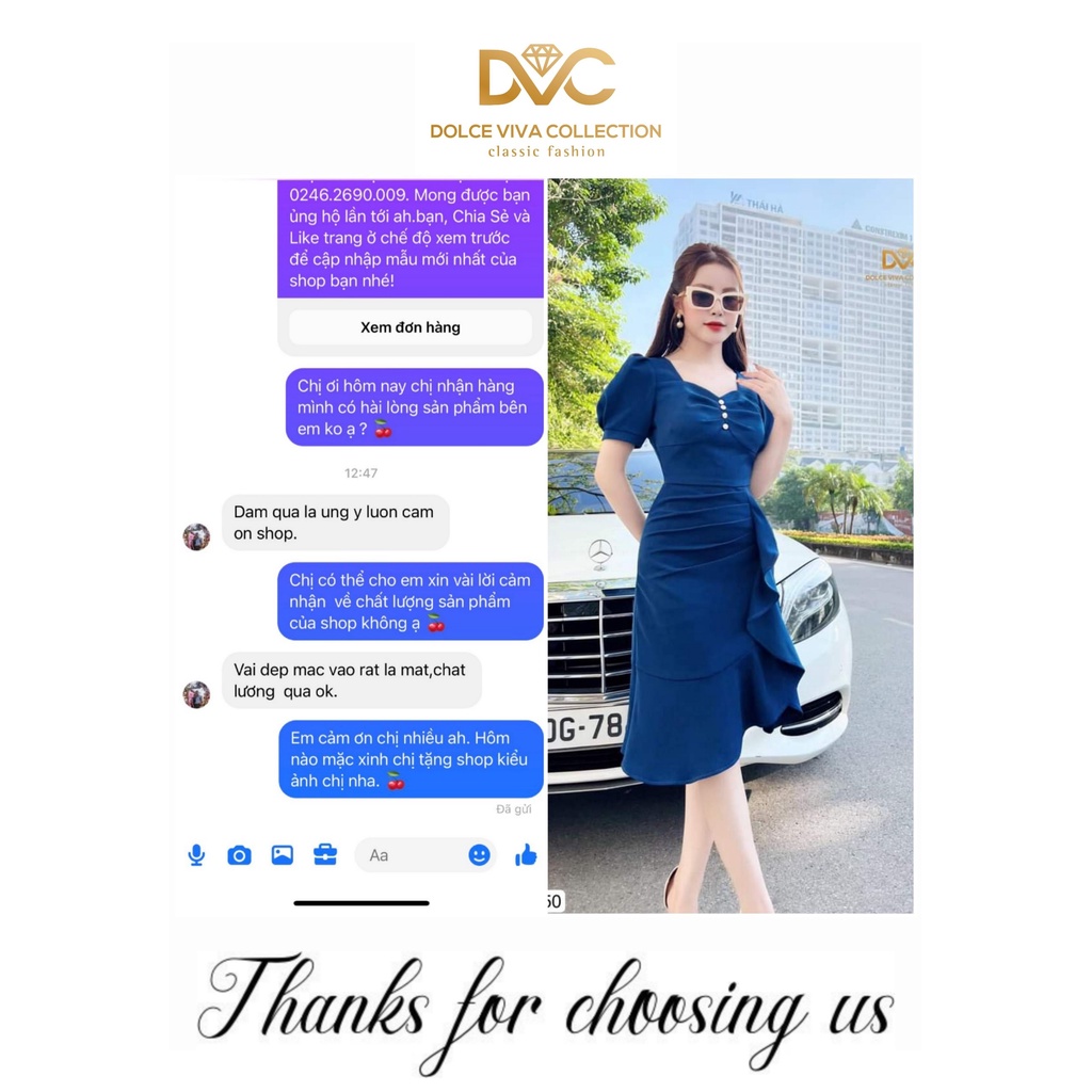 (KÈM ẢNH SÀN)VÁY XANH ĐÍNH CÚC NGỰC BÈO EO V2950 -DOLCE VIVA COLLECTION