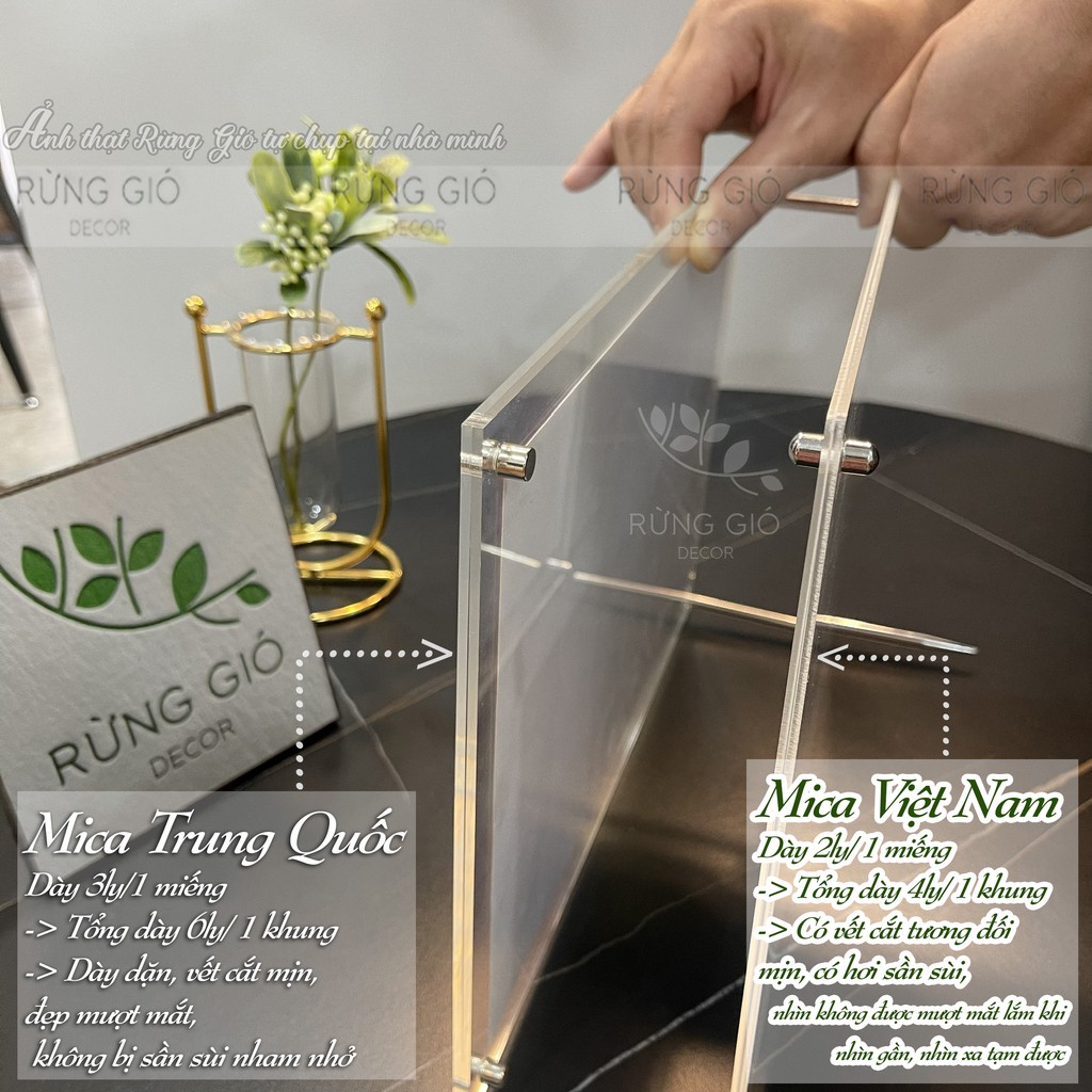 KHUNG BẰNG KHEN A3 treo tường HOẶC để bàn chân inox MICA ACRYLIC trong suốt đẹp sang trọng