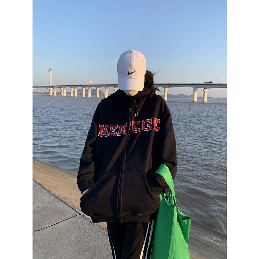 Áo Khoác Hoodie Thêu Chữ Mới Cho Nữ