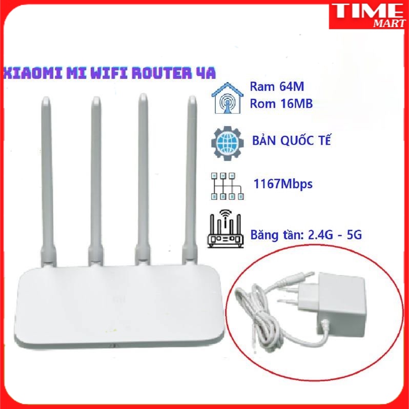 Router Wifi Xiaomi gen 4A Bộ phát wifi 4 râu chính hãng Xiaomi[TIME_MART siêu thị tiện ích gia đình]