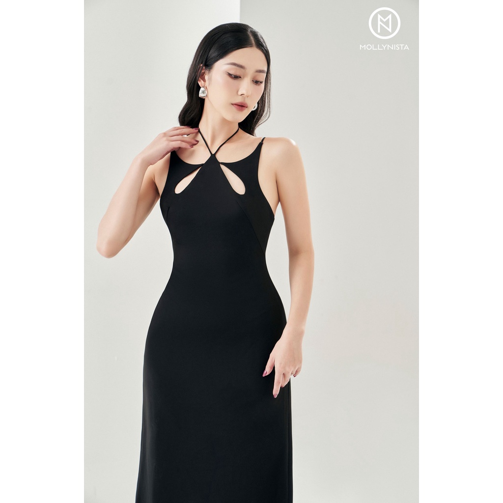 MOLLYNISTA - Đầm Petty dáng yếm khoét cánh hoa quyến rũ nữ tính thiết kế cao cấp đi chơi đi tiệc gợi cảm