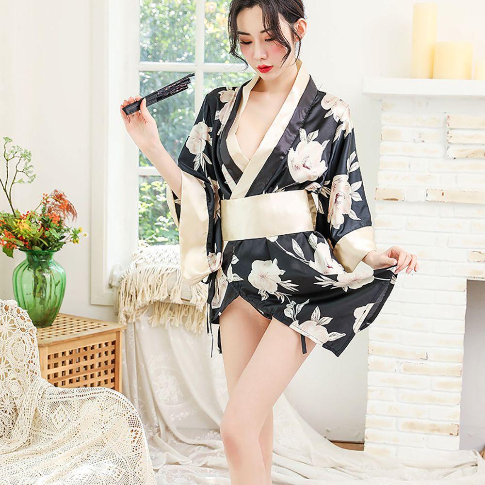 Đồ ngủ Kimono In Hoa Phong Cách Nhật Bản Quyến Rũ Cho Nữ