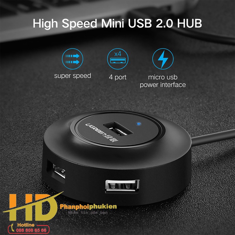 Bộ chia usb 4 cổng chính hãng Ugreen 20277