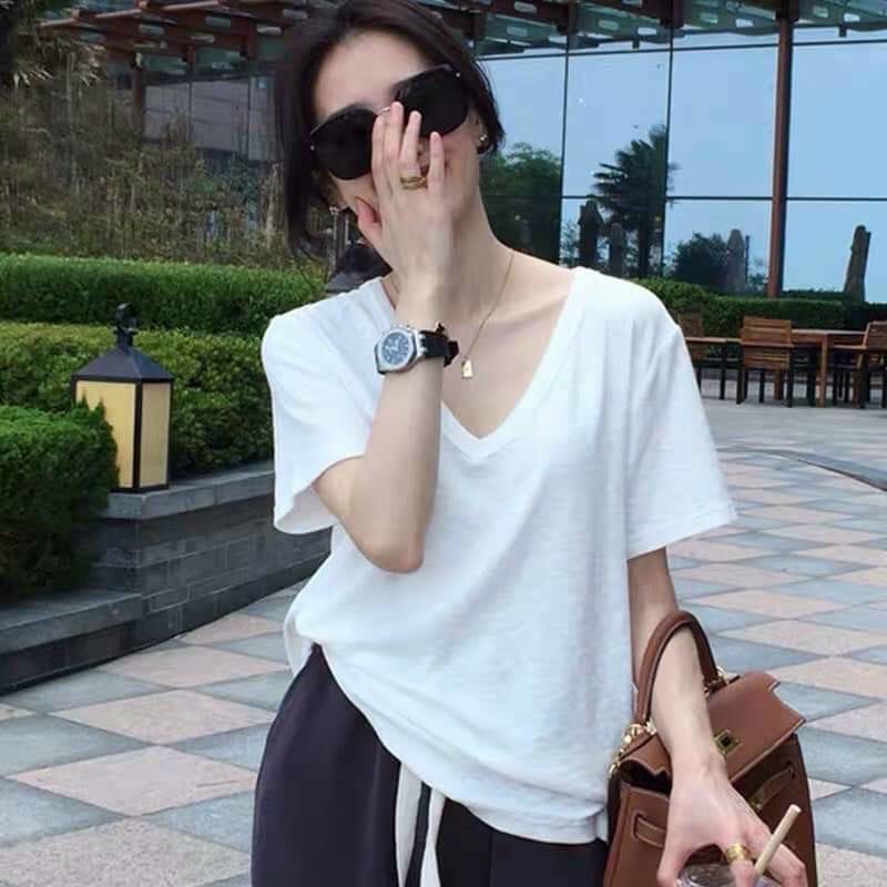 Áo thun cổ tim chất mát lạnh