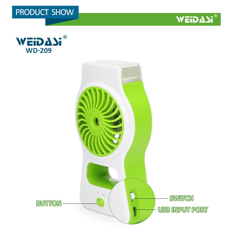 Quạt mini để bàn phun sương VKT-WD-209 + tặng kèm 1 dây sạc cổng usb
