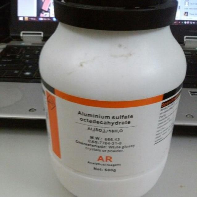Hoá chất Aluminium sulfate Xylong nhôm sunphat Al2(SO4)3 lọ 500g CAS 7784-31-8 phèn nhôm