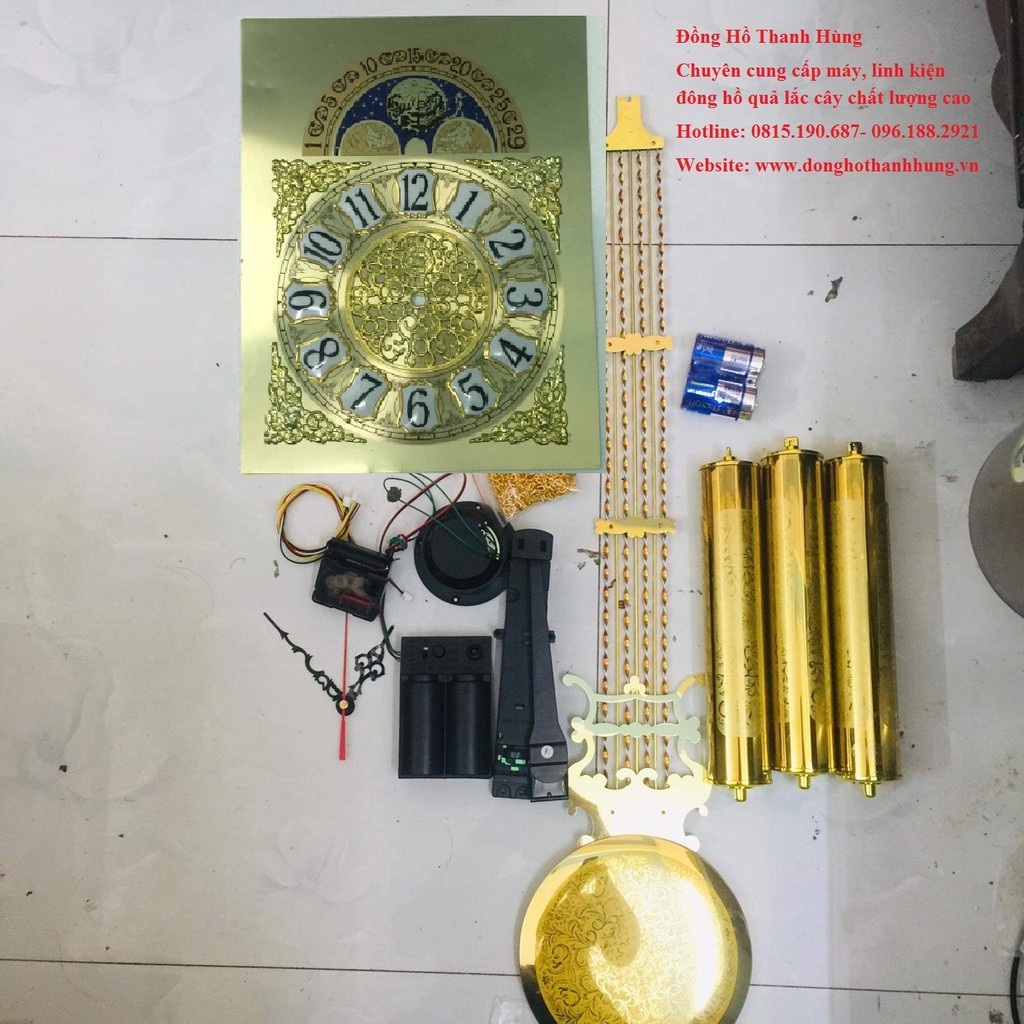 Bộ ruột đồng hồ nhôm cao cấp số thường nổi mặt vuông vàng- Đồng Hồ Thanh Hùng thumbnail