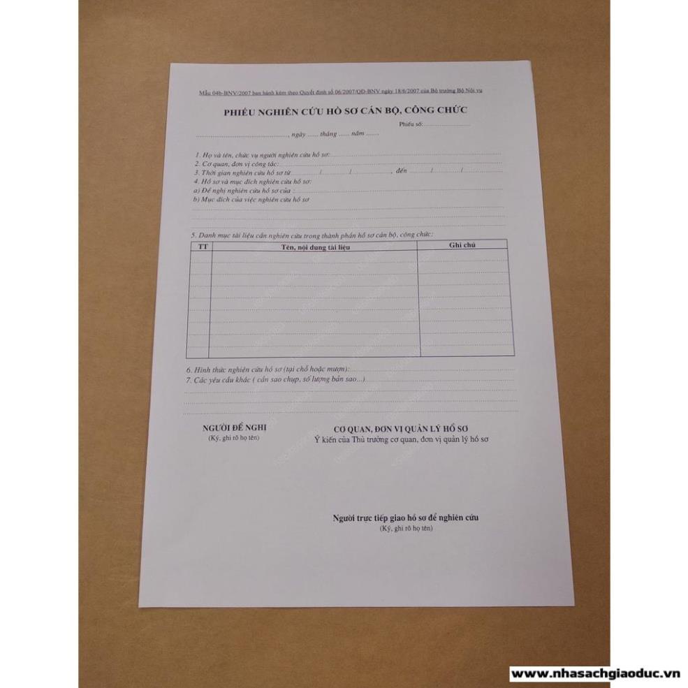 Hồ sơ Công chức mẫu 05 BNV/2007 theo QĐ số 06/2007/QĐ-bnv ngày 18/06/2007 BNV