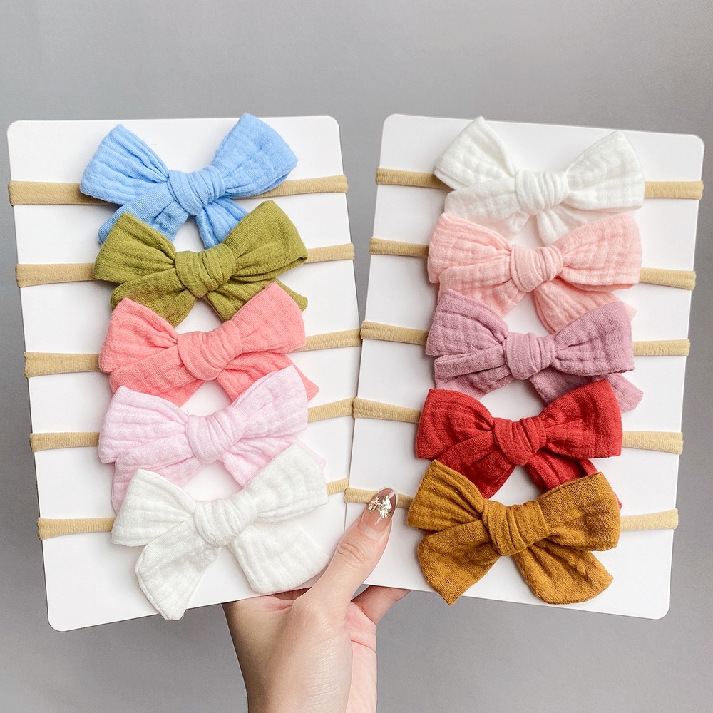 KIDSBOWS Set 5 Dây Cột Tóc Thắt Nơ Dễ Thương Cho Bé Gái Sơ Sinh