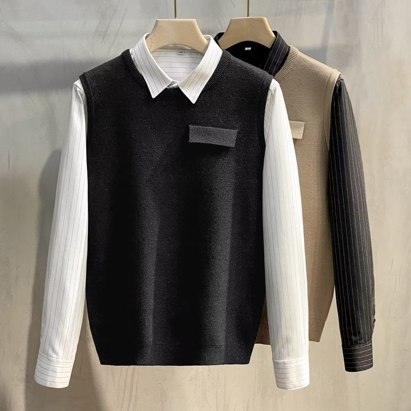 Áo Sweater Dệt Kim Không Tay Thời Trang Mùa Thu Cho Nam Giới