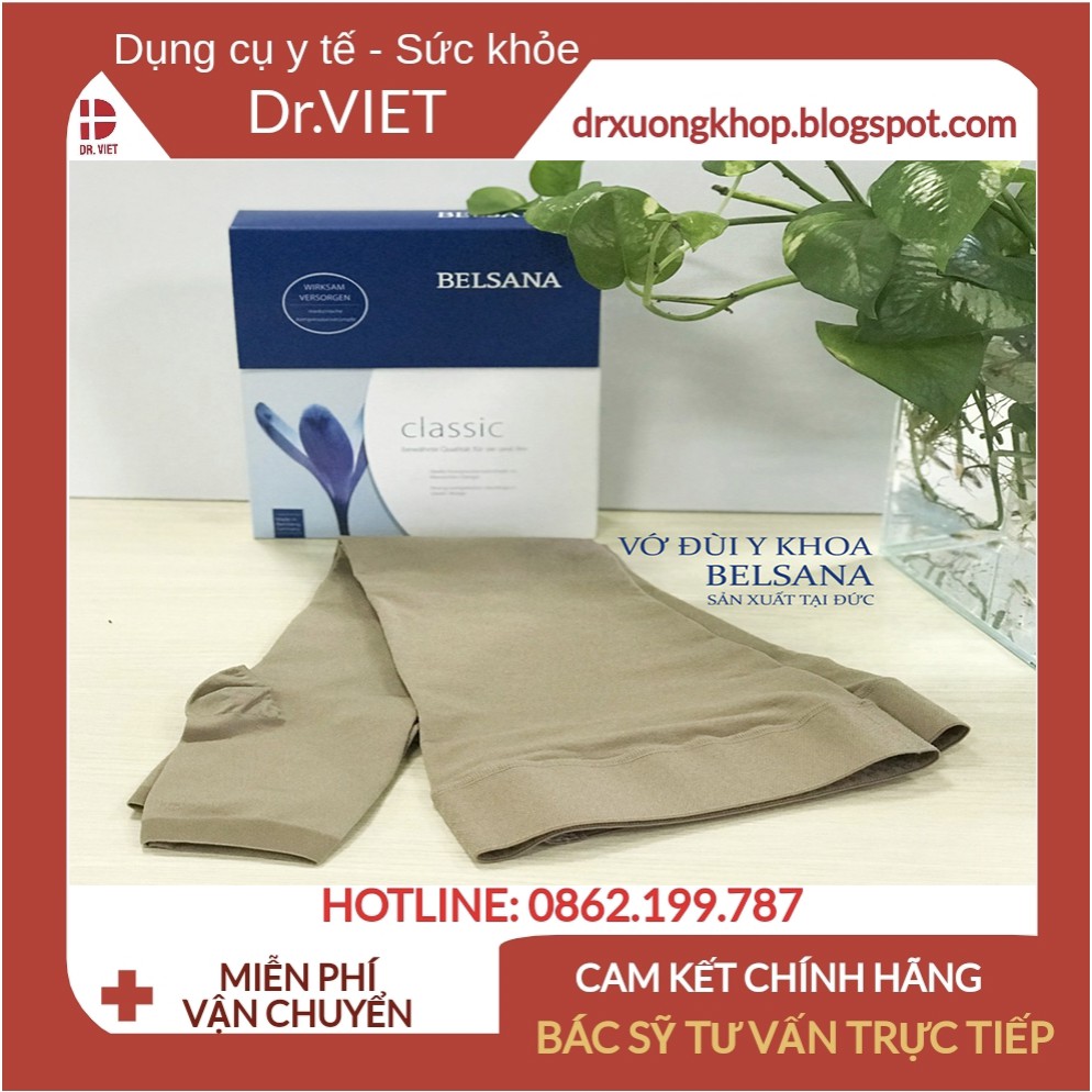 Vớ gối y khoa chống suy giãn tĩnh mạch Belsana Classic AD Đức chính hãng cao cấp- Giúp máu lưu thông tốt, không hầm hơi