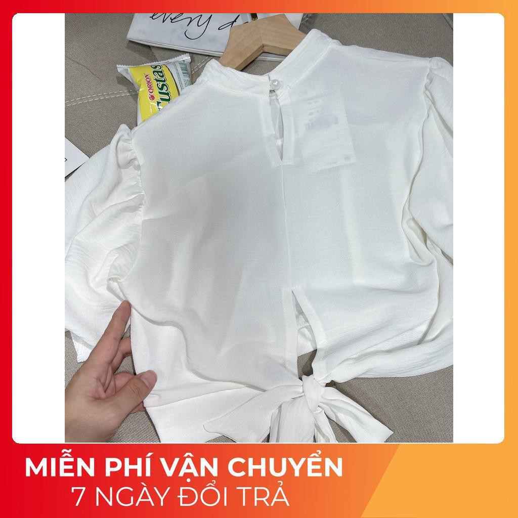 [ 𝐅𝐑𝐄𝐄 𝐒𝐇𝐈𝐏 ] Set Tay Bồng Buộc Nơ Eo Mix Chân Váy Xẻ
