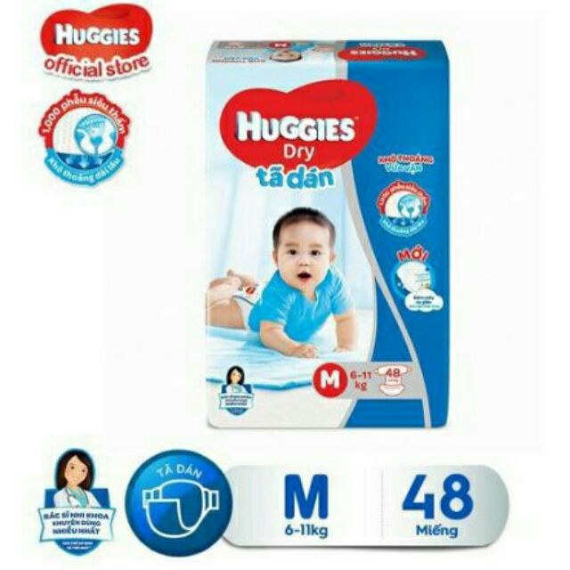 Tã dán Huggies M48/L42/XL34