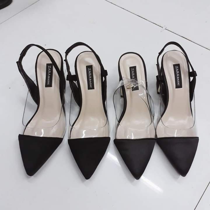 FREESHIP 50K - GIAY SANDAL CÔNG SỞ BÍT MŨI PHỐI TRONG GÓT VUÔNG BỌC VÀNG 7P ĐI CHẮC CHÂN