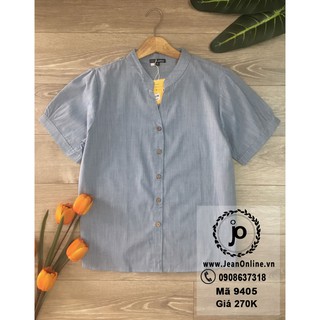 Bigsize nữ - sơ mi denim tn cổ trụ