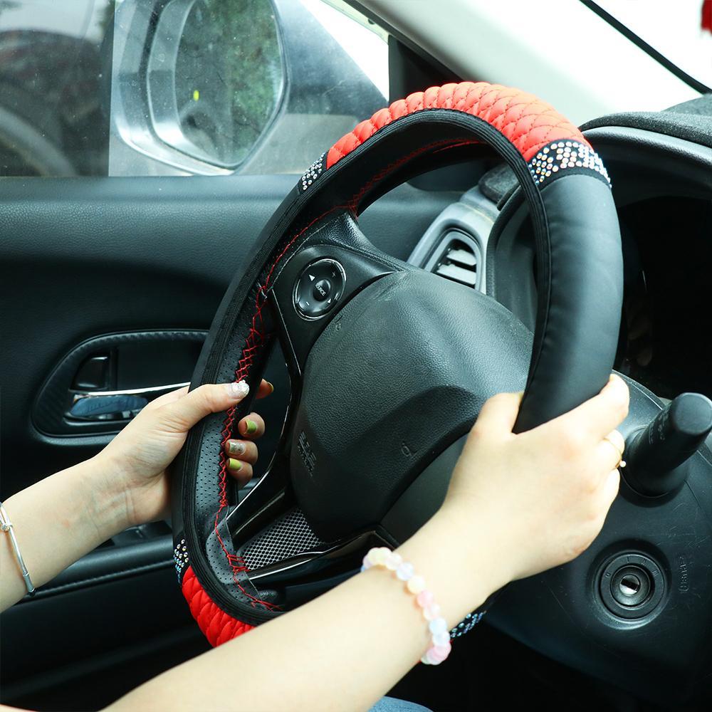 Vỏ Bọc Vô Lăng Xe Hơi SHOUKEY Bằng Sợi Bện Mềm MạiVỏ Bọc Vô Lăng Xe Hơi Bằng Da Thêu Họa Tiết Đính Đinh Tán Độc Đáo Thời Trang