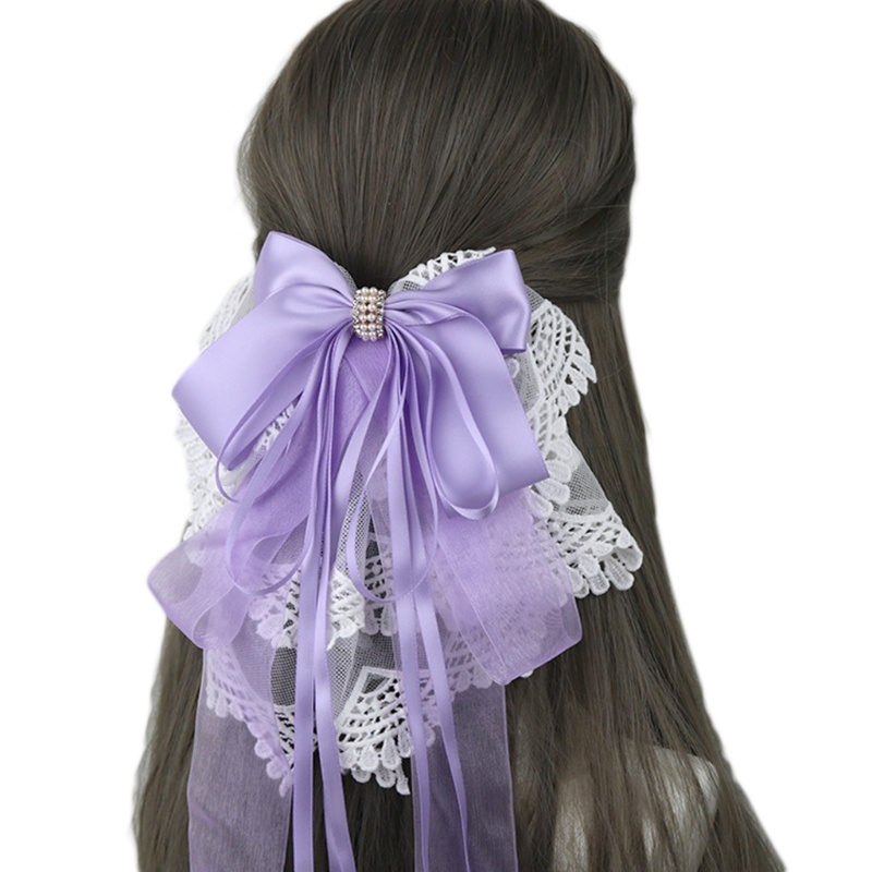 Kẹp Tóc Đuôi Ngựa Hóa Trang Lolita Phối Ren Và Nơ Xinh Xắn