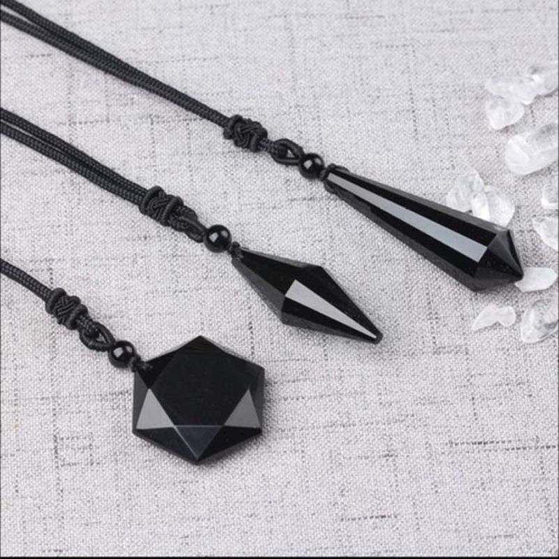 Vòng cổ Mặt Đá Obsidian Hình Ngôi Sao Màu Đen