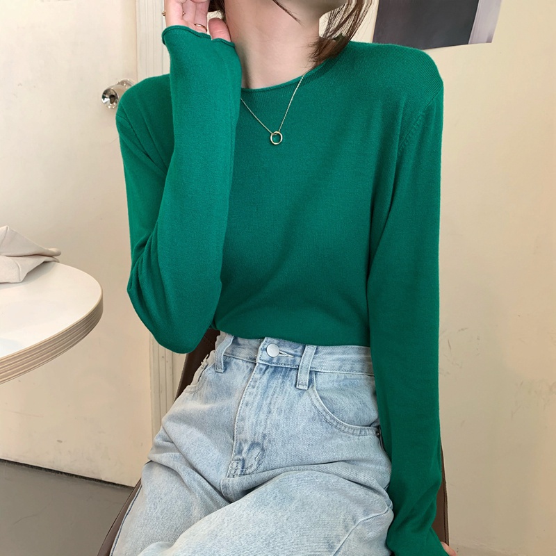 Áo Dệt Kim Tay Dài Cổ Tròn Nhiều Màu Sắc Phong Cách Thời Trang 45485