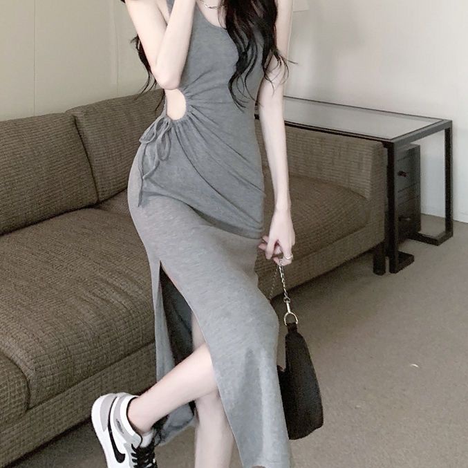 COZOK Đầm Sát Nách Khoét Eo Xẻ Tà Quyến Rũ Cho Nữ