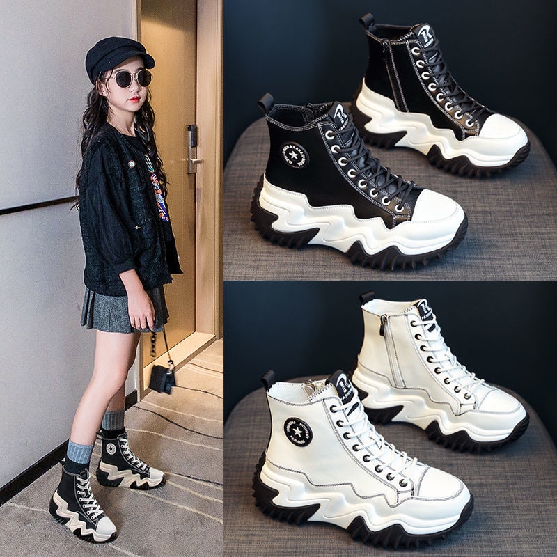 Giày thể thao cổ cao màu trắng thời trang mùa thu cho bé gái