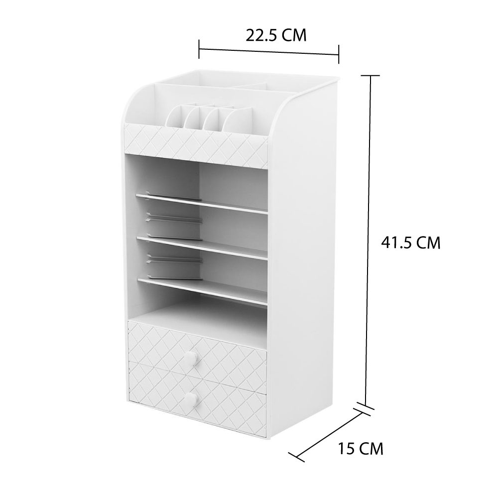 HomeBase STACKO Kệ nhựa đựng đồ trang điểm Thái Lan W22.5xH41xD15cm màu trắng