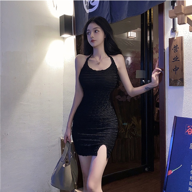 Cocory vn Đầm yếm hở lưng xẻ tà phong cách Hàn Quốc thời trang quyến rũ cho nữ