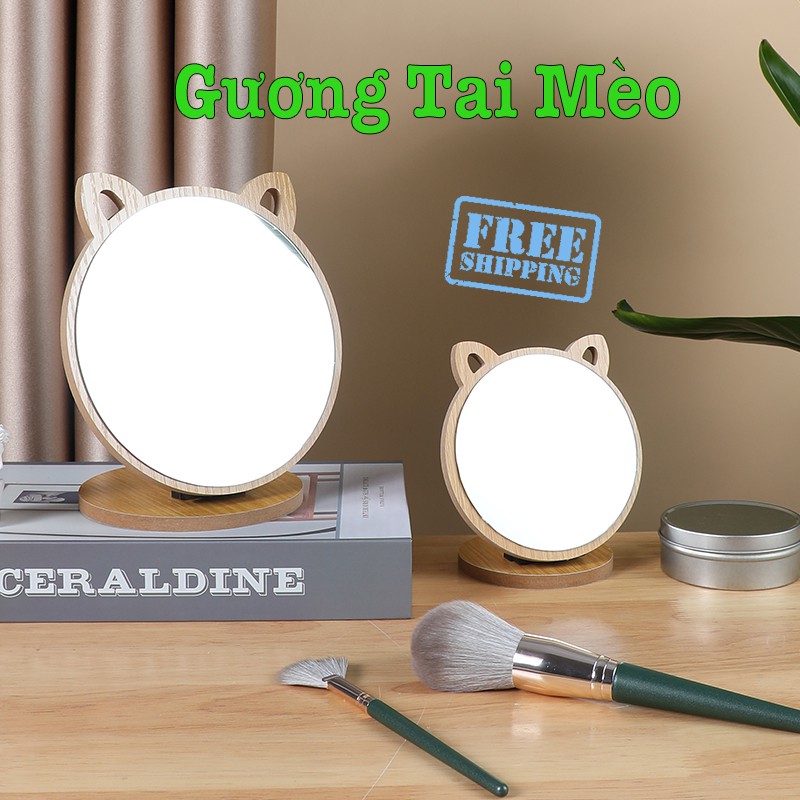 Gương Trang Điểm ViNTage Decor, Gương Để Bàn Gỗ LEON STORE