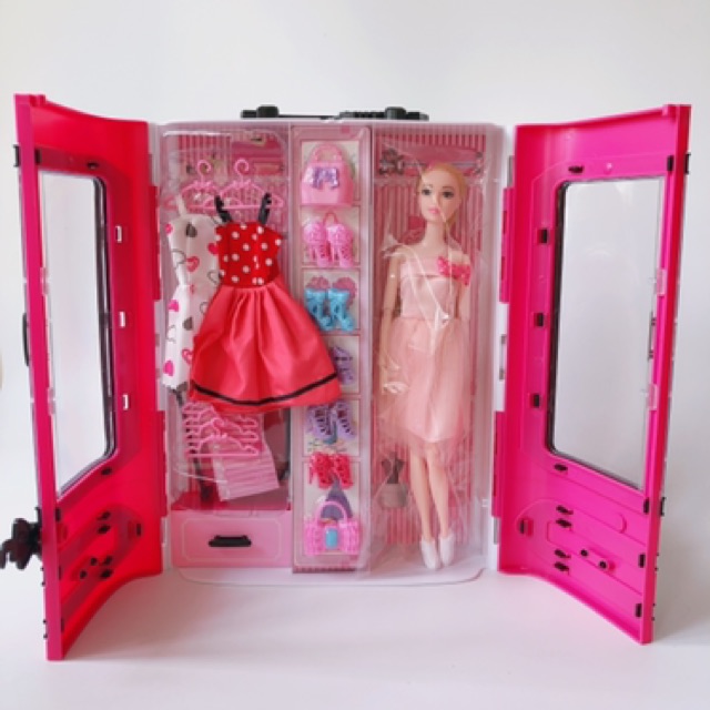 Bộ đồ chơi tủ quần áo búp bê barbie