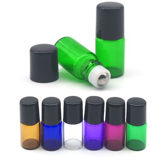 1 Chiếc 2ml Chai Thủy Tinh Trống Tinh Dầu Con Lăn Kim Loại Lọ Nhiều Màu Sắc