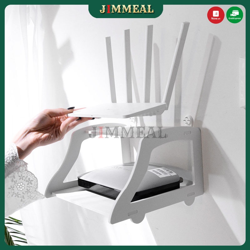 Kệ Wifi Treo Tường 2 Tầng Không Cần Khoan, Kệ Gắn Tường Để Modem Wifi Jimmeal Tiện Dụng