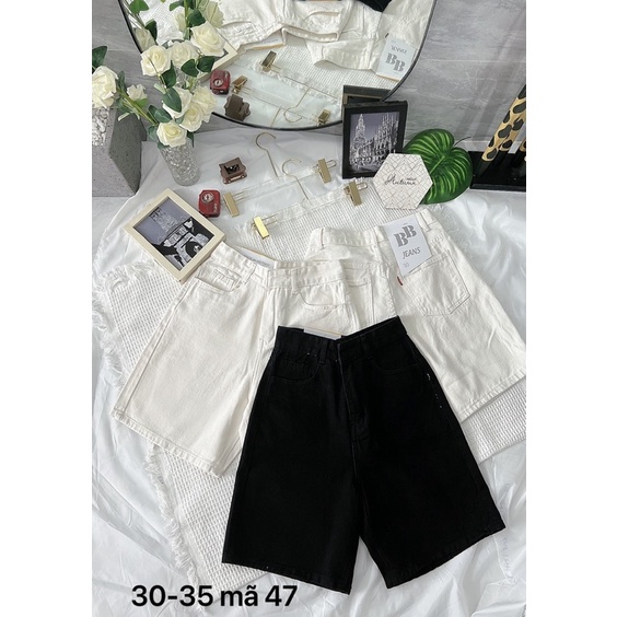 Quần Ngố Jean Nữ Bigsize Lưng Cao Form Suông Trơn Đơn Giản Dễ Phối Đồ Ms471