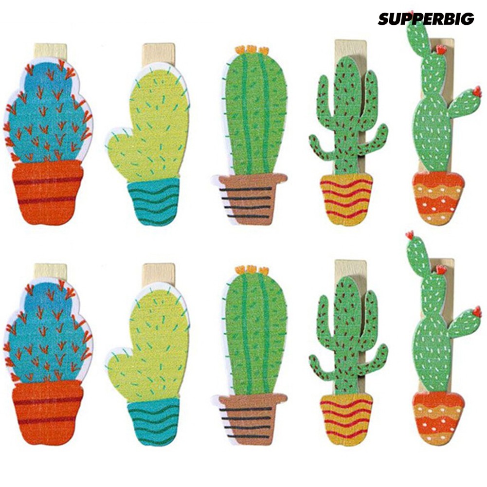 Bộ 10 Kẹp Gỗ Hình Cây Xương Rồng Đáng Yêu