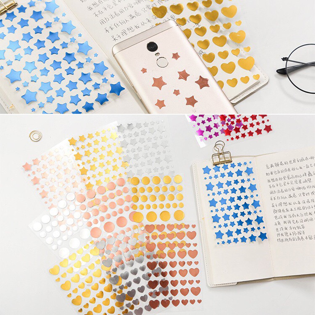 Sticker nhũ kim tuyến nhiều màu đơn giản trang trí sổ tay (SN10)