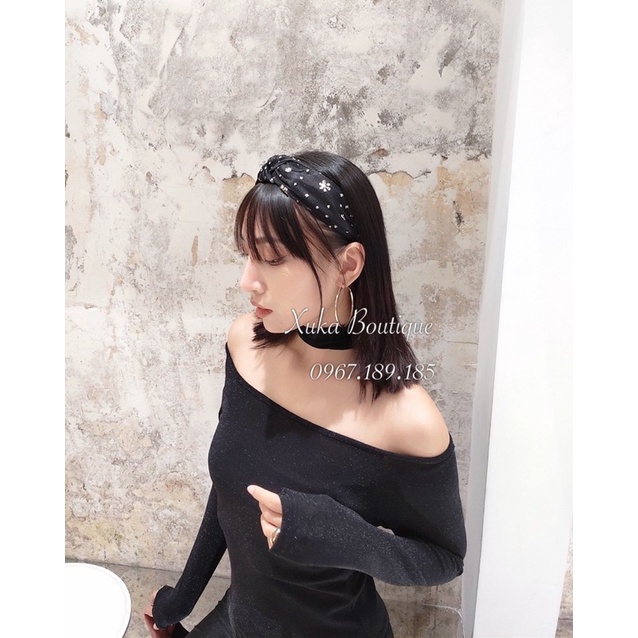 Băng Đô Bờm Cài Tóc Nơ Ren Kim Tuyến Phong Cách Hàn Quốc Phái Nữ