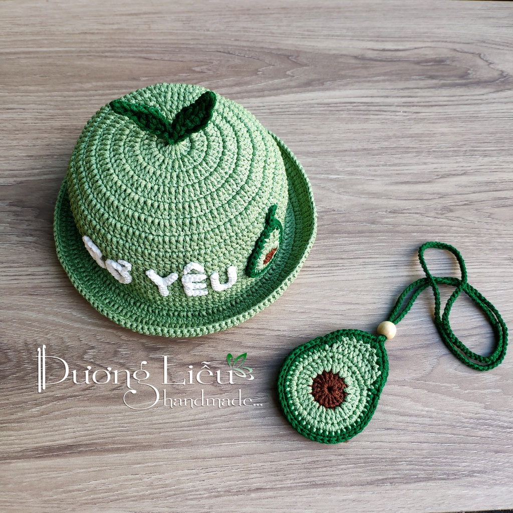 Nón Sợi Dệt Handmade Hình Quả Bơ Cho Bé