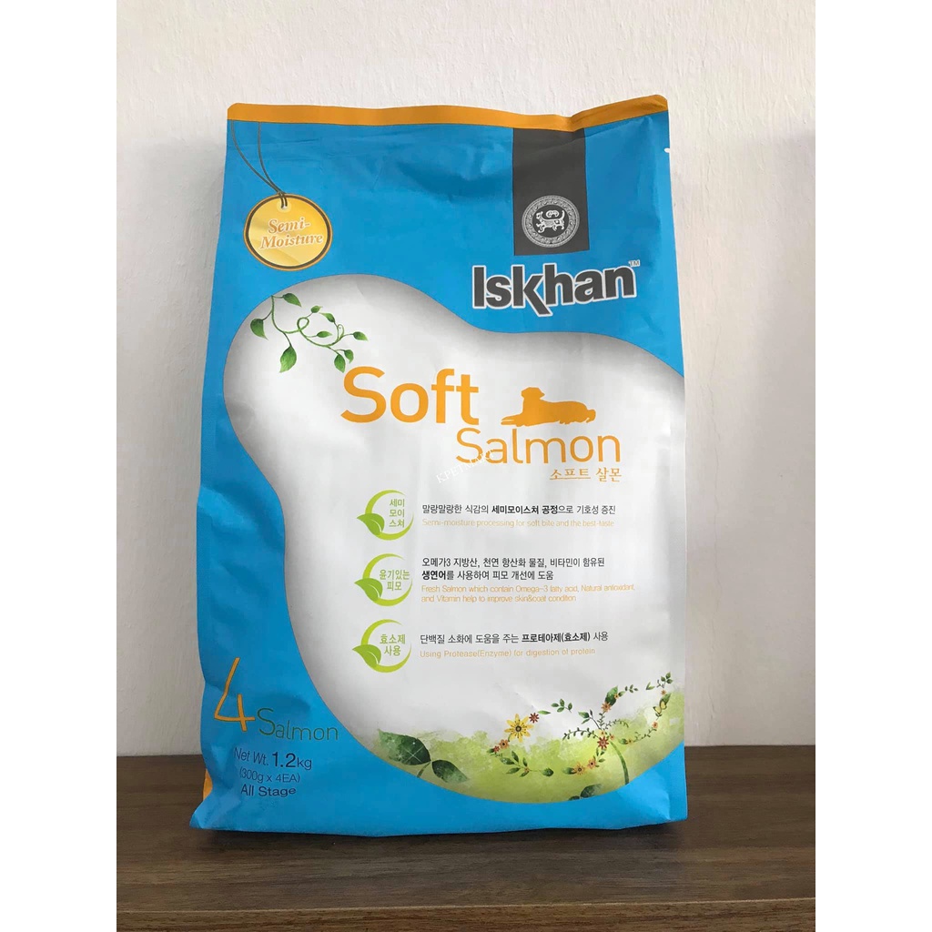 Thức ăn hạt mềm cho chó vị cá hồi Iskhan Soft Salmon túi 1.2kg