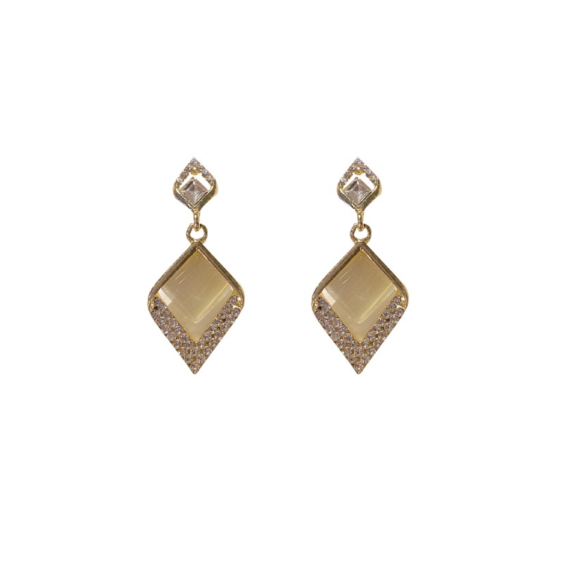 Khuyên Tai Hình Mắt Mèo Đính Đá Phong Cách Vintage Tinh Tế Mới