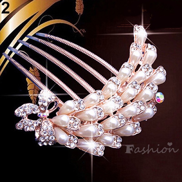 Trâm Cài Tóc Đính Đá Và Ngọc Trai Nhân Tạo Thời Trang