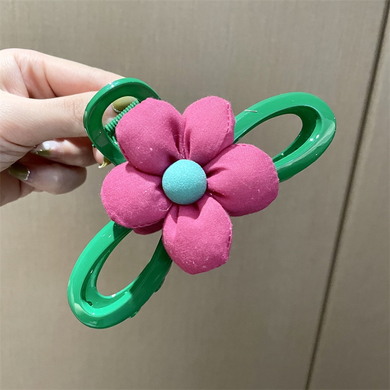 Kẹp Tóc Nhựa Hình Cá Mập Xanh Lá / Đỏ Hoa Hồng Lớn Thời Trang Xuân Hè Hàn Quốc Cho Nữ